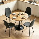 Ensemble de salle à manger de style scandinave comprenant une table ronde en chêne et 4 chaises gris