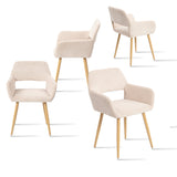Lot de 4 fauteuils de salle à manger scandinaves avec accoudoirs en velours côtelé beige - CROMWELL CORDUROY