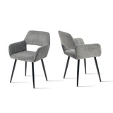 Set of 2 Scandinavian dining room armchairs with gray velvet armrests - Cromwell Corduroy