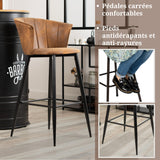 Set of 6 industrial bar stools with armrests and Sweden file - Dononic Bar