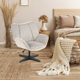 Pivotable adjustable leisure chair with beige velvet armrests - Durothil