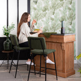 Lot de 2 tabourets de bar industriels avec dossier en tissu vert - INDEPENDENCE BAR