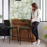 Lot de 2 tabourets de bar industriels avec dossier en tissu vert - INDEPENDENCE BAR