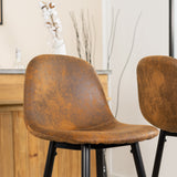 Lot de 4 tabourets de bar industriels avec dossier en suédine - CHARLTON BAR
