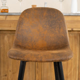 Set of 2 industrial bar stools with suede back - CHARLTON BAR