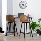 Set of 2 industrial bar stools with suede back - CHARLTON BAR
