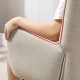 Fauteuil à bascule allaitement scandinave avec accoudoirs en tissu beige capitonné - EPPING