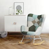 Skandinavischer Stillensessel mit Armlehnen im Aqua gepolsterten Patchwork -Stoff - Epping