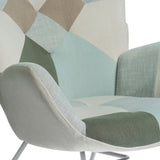 Skandinavischer Stillensessel mit Armlehnen im Aqua gepolsterten Patchwork -Stoff - Epping