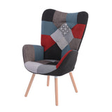 Fauteuil scandinave avec accoudoirs en tissu patchwork à surpiqûres - FUNKEL