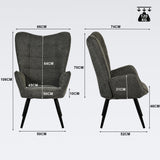 Fauteuil scandinave avec accoudoirs en tissu gris foncé à surpiqûres - FUNKEL