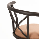 Lot de 6 tabourets de bar industriels pivotants avec dossier en tissu marron - HAILEY 24