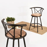 Lot de 4 tabourets de bar industriels pivotants avec dossier en tissu marron - HAILEY 24