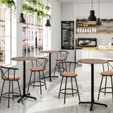 Lot de 6 tabourets de bar industriels pivotants avec dossier en tissu marron - HAILEY 24