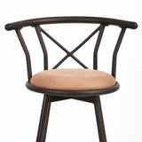 Lot de 4 tabourets de bar industriels pivotants avec dossier en tissu marron - HAILEY 24