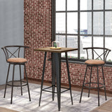 Lot de 2 tabourets de bar industriels pivotants avec dossier en tissu marron - HAILEY 29