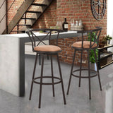 Lot de 2 tabourets de bar industriels pivotants avec dossier en tissu marron - HAILEY 29