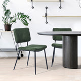 Set of 2 industrial dining room chairs in green fabric - KAROMI
