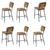 Lot de 6 tabourets de bar industriels avec dossier en suédine - INDEPENDENCE BAR