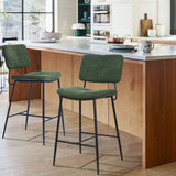 Lot de 2 tabourets de bar industriels avec dossier en tissu vert - INDEPENDENCE BAR