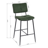 Lot de 2 tabourets de bar industriels avec dossier en tissu vert - INDEPENDENCE BAR