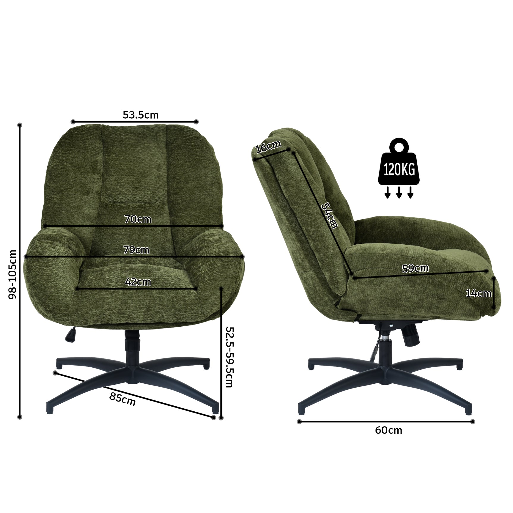 Einstellbare ergonomische Büro -Sessel mit Stoff Armlehnen weiße Schleife - Thomasina