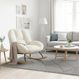 Fauteuil à bascule scandinave en velours côtelé avec accoudoirs pour salon ou chambre à coucher, beige - LITHOPS
