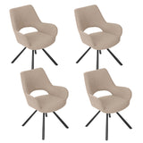 Lot de 4 chaises de salle à manger scandinaves avec accoudoirs en tissu beige - BETH
