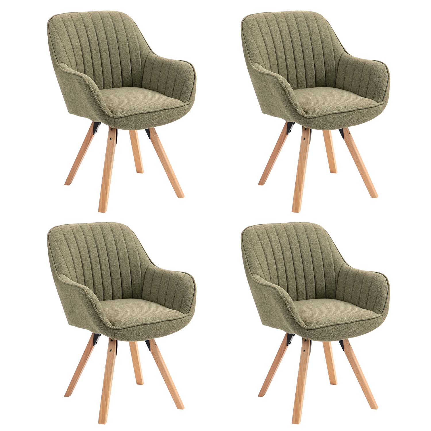 Set von 4 bequemen Esstühle in 360 ° drehbarem Grün Stoff - Carson Stoff Green 4pcs