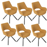 Set of 6 contemporary dining room chairs in yellow fabric, black metal legs - BETH FABRIC YELLOW 6PCS