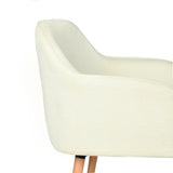 Fauteuil scandinave relax en tissu chenille crème avec accoudoirs et pieds en bois âââââââ€?MARRIAM