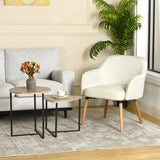 Fauteuil scandinave relax en tissu chenille crème avec accoudoirs et pieds en bois âââââââ€?MARRIAM