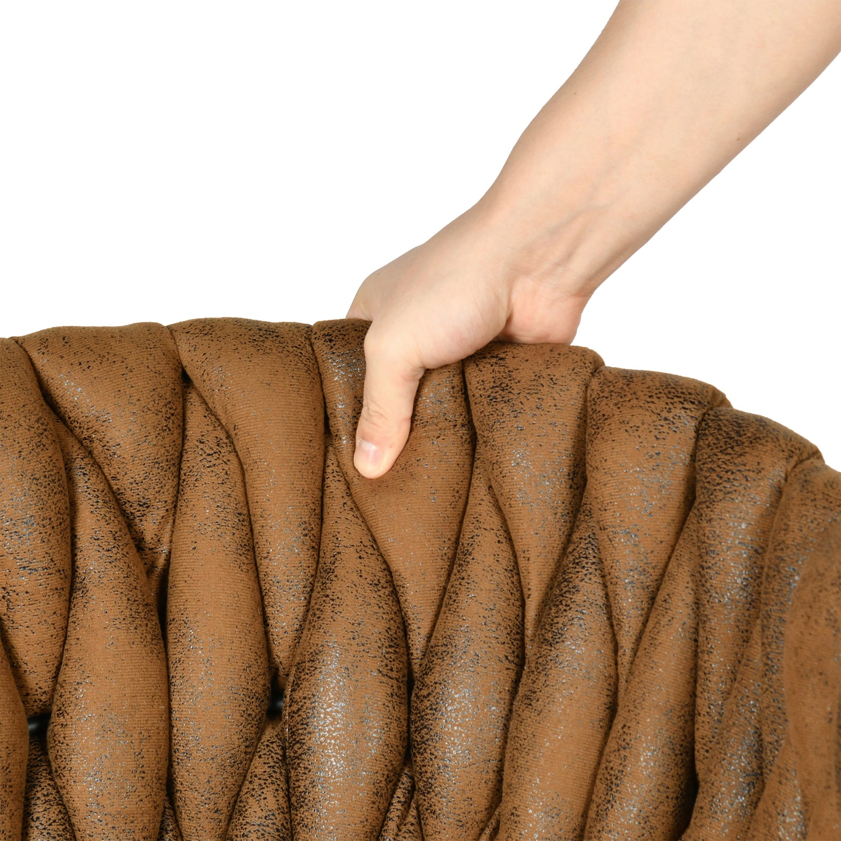 Set of 2 dining room chairs retro vintage style with braided file in brown suede - miliana