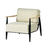 Loungesessel mit Armlehnen aus beigem Cord – DOMCO