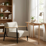Loungesessel mit Armlehnen aus beigem Cord – DOMCO