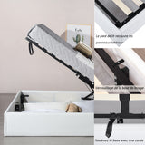 Lit coffre 2 places (160x200) avec sommier à lattes au style scandinave en similicuir blanc - MAJESTY