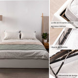 Lit coffre 2 places (160x200) avec sommier à lattes au style scandinave en similicuir blanc - MAJESTY
