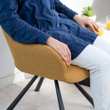 Set of 6 contemporary dining room chairs in yellow fabric, black metal legs - BETH FABRIC YELLOW 6PCS
