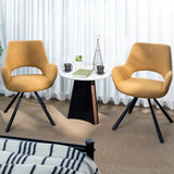 Set of 6 contemporary dining room chairs in yellow fabric, black metal legs - BETH FABRIC YELLOW 6PCS