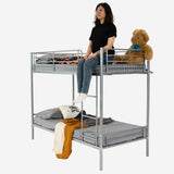 Lit superposé 2 places et 2 étages en métal argenté avec échelle 90x190cm (matelas non inclus) - TWIN