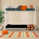 Lit superposé 90x190cm avec banquette convertible canapé et sommier à lattes en métal blanc (matelas non inclus) - LIBERTY