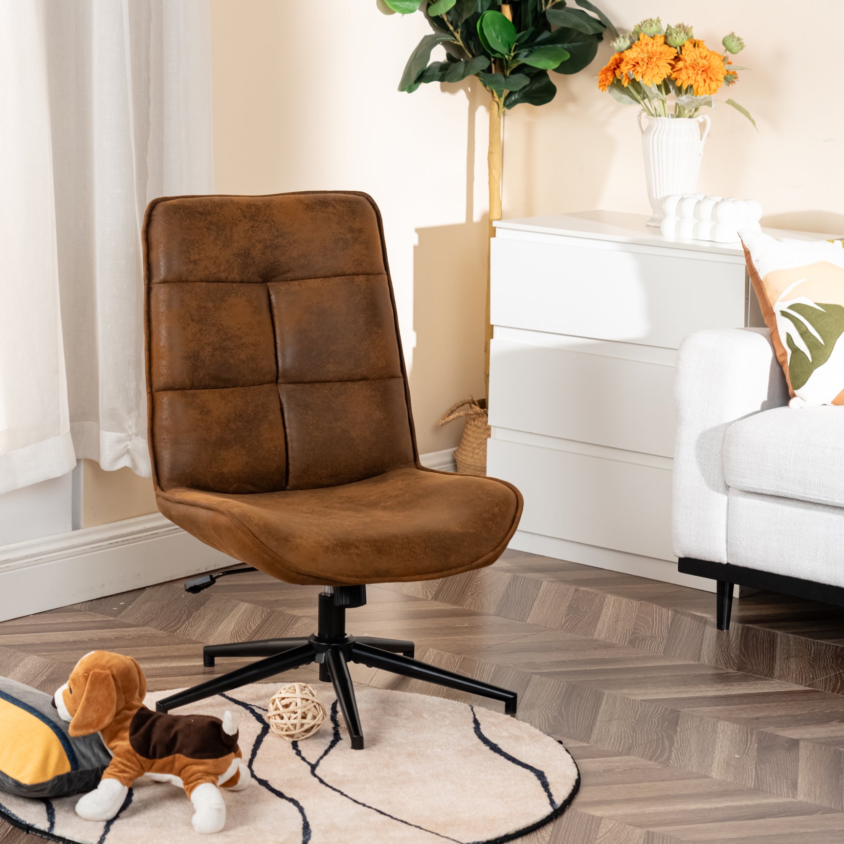 Fauteuil de loisirs réglable en suédine pivotant à 360° - CHARLOTTE