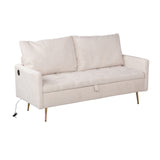 2-Sitzer-Sofa aus beigem Stoff im skandinavischen Stil – AHBARM
