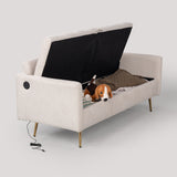 2-Sitzer-Sofa aus beigem Stoff im skandinavischen Stil – AHBARM