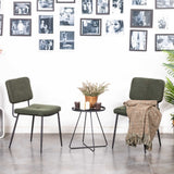 Set of 2 industrial dining room chairs in green fabric - KAROMI