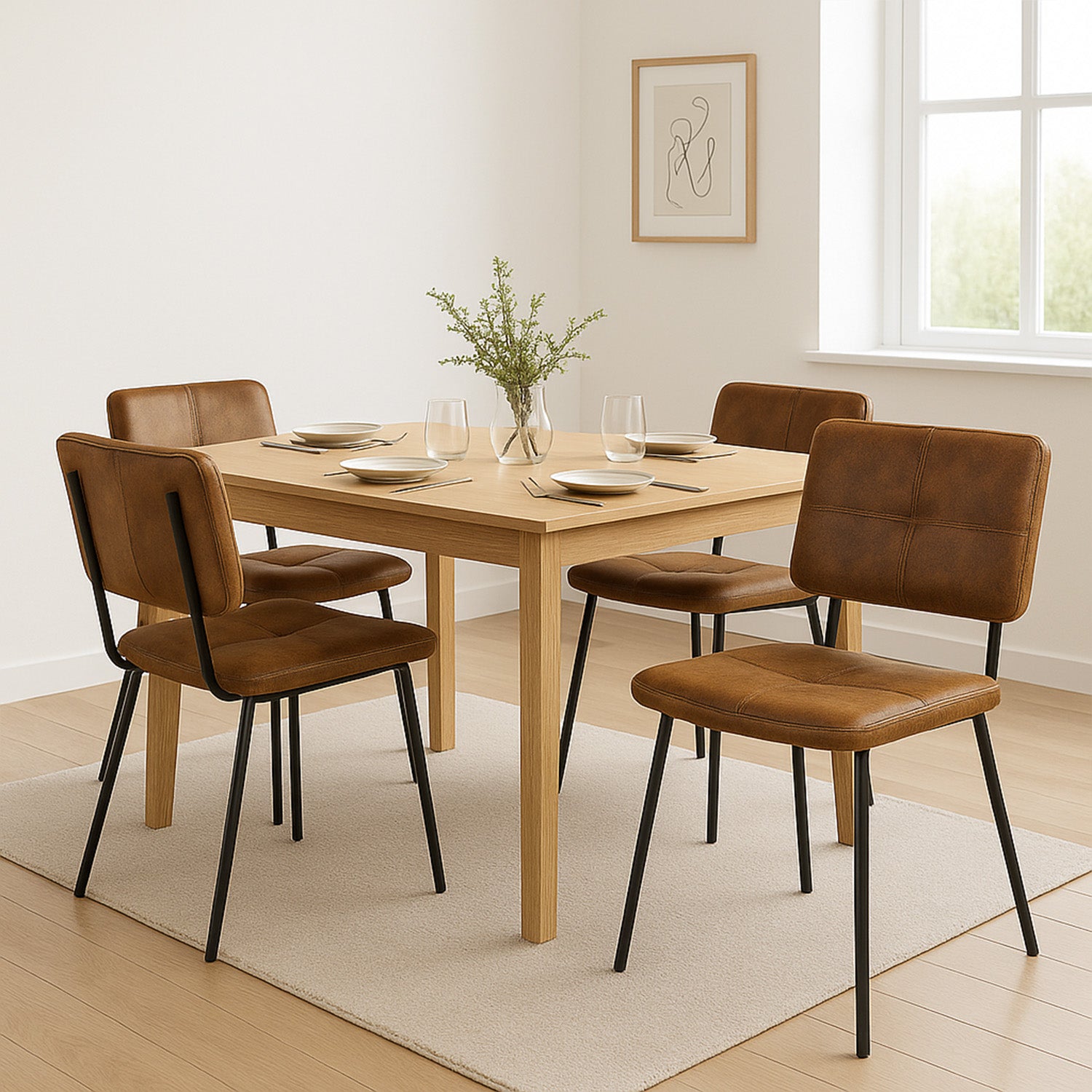 Set of 4 industrial suede dining room chairs - POMONA