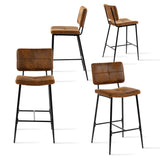 Lot de 4 tabourets de bar industriels avec dossier en suédine - POMONA BAR