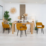 Lot de 4 fauteuils de salle à manger scandinaves avec accoudoirs en velours côtelé jaune safran - CROMWELL CORDUROY