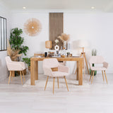 Lot de 2 fauteuils de salle à manger scandinaves avec accoudoirs en velours côtelé beige - CROMWELL CORDUROY