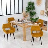 Lot de 4 fauteuils de salle à manger scandinaves avec accoudoirs en velours côtelé jaune safran - CROMWELL CORDUROY